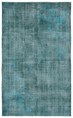 Turquoise Over Dyed Vintage Rug 5'6'' x 9'0'' ft 168 x 275 cm
