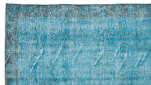 Turquoise  Over Dyed Vintage Rug 5'1'' x 9'7'' ft 155 x 291 cm