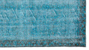 Turquoise  Over Dyed Vintage Rug 5'1'' x 9'7'' ft 155 x 291 cm