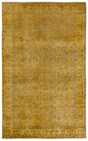 Yellow Over Dyed Vintage Rug 5'5'' x 8'8'' ft 165 x 264 cm