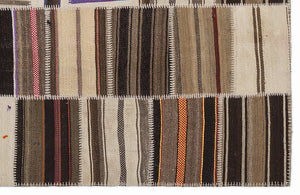 Striped Over Dyed Kilim Patchwork Unique Rug 5'3'' x 7'7'' ft 160 x 230 cm