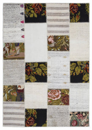 Karabakh Over Dyed Kilim Patchwork Unique Rug 5'3'' x 7'7'' ft 160 x 230 cm