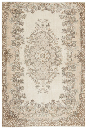 Beige Over Dyed Vintage Rug 5'7'' x 8'4'' ft 170 x 255 cm