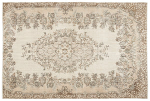 Beige Over Dyed Vintage Rug 5'7'' x 8'4'' ft 170 x 255 cm