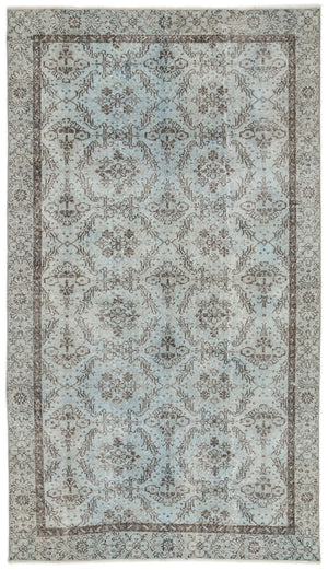 Blue Over Dyed Vintage Rug 5'3'' x 9'1'' ft 160 x 278 cm