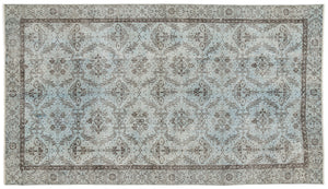 Blue Over Dyed Vintage Rug 5'3'' x 9'1'' ft 160 x 278 cm
