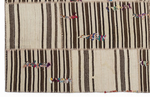 Striped Over Dyed Kilim Patchwork Unique Rug 5'3'' x 7'7'' ft 160 x 230 cm