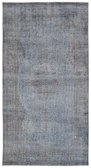 Blue Over Dyed Vintage Rug 5'5'' x 10'3'' ft 164 x 312 cm