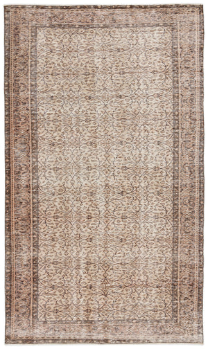 Beige Over Dyed Vintage Rug 5'3'' x 8'10'' ft 161 x 270 cm