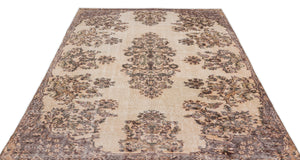 Beige Over Dyed Vintage Rug 5'9'' x 9'5'' ft 174 x 286 cm