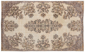 Beige Over Dyed Vintage Rug 5'9'' x 9'5'' ft 174 x 286 cm