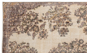 Beige Over Dyed Vintage Rug 5'9'' x 9'5'' ft 174 x 286 cm