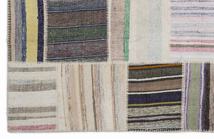 Striped Over Dyed Kilim Patchwork Unique Rug 5'3'' x 7'7'' ft 160 x 230 cm