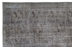 Gray Over Dyed Vintage Rug 5'11'' x 9'3'' ft 181 x 283 cm