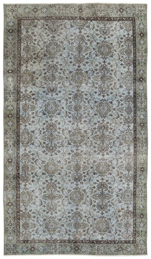 Blue Over Dyed Vintage Rug 5'4'' x 9'6'' ft 162 x 290 cm