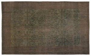 Brown Over Dyed Vintage Rug 5'2'' x 8'8'' ft 158 x 263 cm