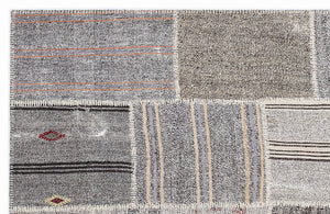 Striped Over Dyed Kilim Patchwork Unique Rug 5'3'' x 7'7'' ft 160 x 230 cm