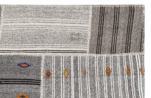 Striped Over Dyed Kilim Patchwork Unique Rug 5'3'' x 7'7'' ft 160 x 230 cm