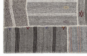 Striped Over Dyed Kilim Patchwork Unique Rug 5'3'' x 7'7'' ft 160 x 230 cm