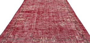 Red Over Dyed Vintage Rug 6'12'' x 11'0'' ft 213 x 336 cm