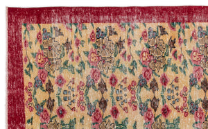 Retro Design Natural Red Floral Vintage Rug 5'5'' x 9'0'' ft 164 x 275 cm