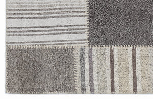 Striped Over Dyed Kilim Patchwork Unique Rug 3'11'' x 5'8'' ft 120 x 172 cm