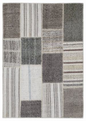 Striped Over Dyed Kilim Patchwork Unique Rug 3'11'' x 5'8'' ft 120 x 172 cm