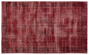 Red Over Dyed Vintage Rug 6'7'' x 10'4'' ft 200 x 315 cm