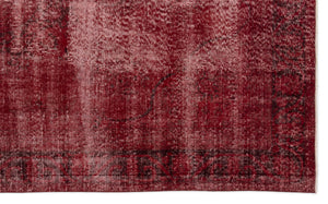 Red Over Dyed Vintage Rug 6'7'' x 10'4'' ft 200 x 315 cm