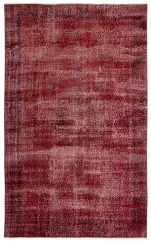 Red Over Dyed Vintage Rug 6'7'' x 10'4'' ft 200 x 315 cm