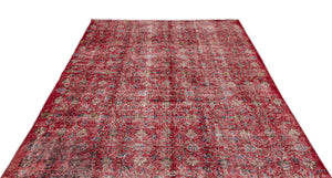 Red Over Dyed Vintage Rug 5'9'' x 8'10'' ft 175 x 268 cm