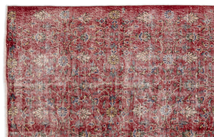 Red Over Dyed Vintage Rug 5'9'' x 8'10'' ft 175 x 268 cm