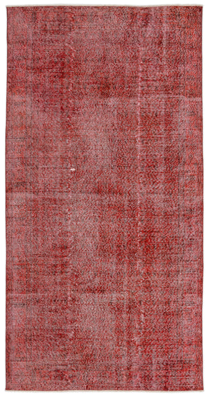 Red Over Dyed Vintage Rug 4'11'' x 9'11'' ft 151 x 302 cm
