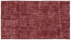 Red Over Dyed Vintage Rug 5'1'' x 9'4'' ft 156 x 285 cm
