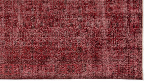 Red Over Dyed Vintage Rug 5'1'' x 9'4'' ft 156 x 285 cm