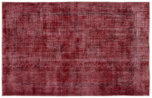 Red Over Dyed Vintage Rug 5'9'' x 8'12'' ft 175 x 274 cm