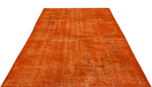 Orange Over Dyed Vintage Rug 5'7'' x 8'10'' ft 170 x 270 cm