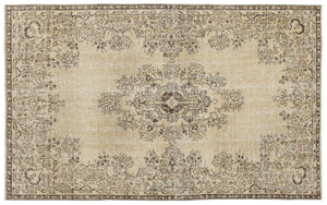 Beige Over Dyed Vintage Rug 5'4'' x 8'11'' ft 162 x 272 cm