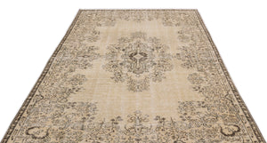 Beige Over Dyed Vintage Rug 5'4'' x 8'11'' ft 162 x 272 cm