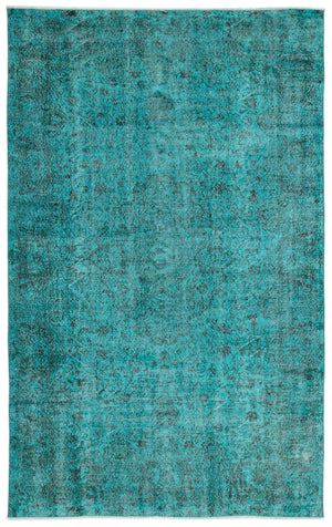 Turquoise  Over Dyed Vintage Rug 6'5'' x 10'5'' ft 195 x 318 cm