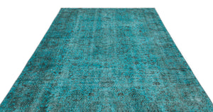Turquoise  Over Dyed Vintage Rug 6'5'' x 10'5'' ft 195 x 318 cm