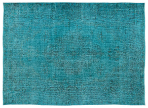 Turquoise Over Dyed Vintage Rug 5'12'' x 8'6'' ft 182 x 259 cm