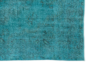 Turquoise Over Dyed Vintage Rug 5'12'' x 8'6'' ft 182 x 259 cm