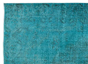 Turquoise Over Dyed Vintage Rug 5'12'' x 8'6'' ft 182 x 259 cm