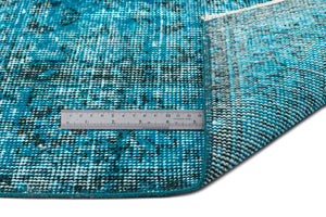 Turquoise Over Dyed Vintage Rug 6'4'' x 10'3'' ft 193 x 312 cm