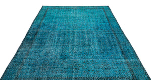 Turquoise Over Dyed Vintage Rug 6'4'' x 10'3'' ft 193 x 312 cm