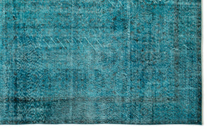 Turquoise Over Dyed Vintage Rug 6'4'' x 10'3'' ft 193 x 312 cm