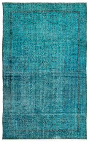 Turquoise Over Dyed Vintage Rug 6'4'' x 10'3'' ft 193 x 312 cm