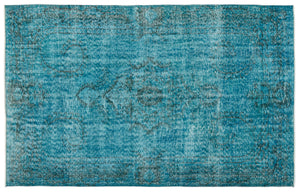 Turquoise Over Dyed Vintage Rug 5'12'' x 9'7'' ft 182 x 292 cm