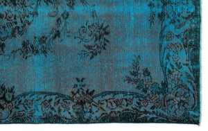 Turquoise Over Dyed Vintage Rug 5'8'' x 9'2'' ft 173 x 279 cm